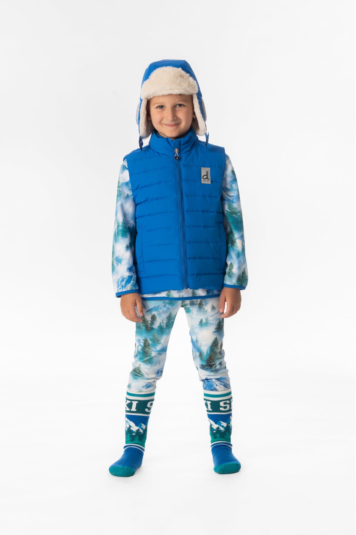 Sleeveless Quilted Mid-Season Vest Blue-1
