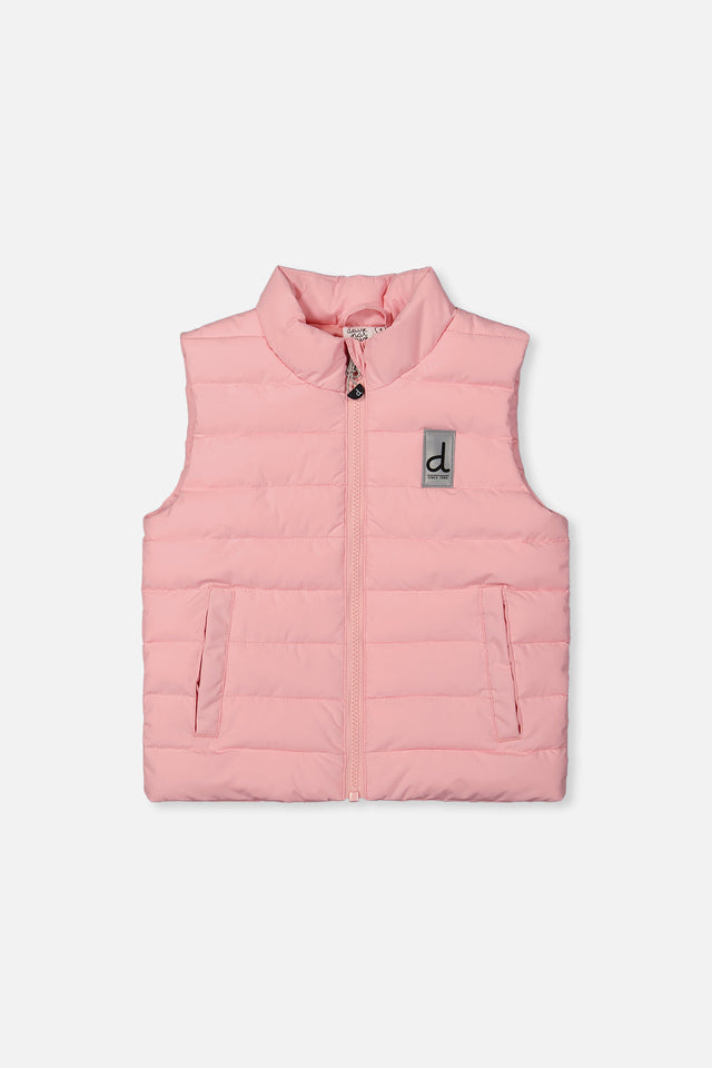Sleeveless Quilted Mid-Season Vest Light Pink-0