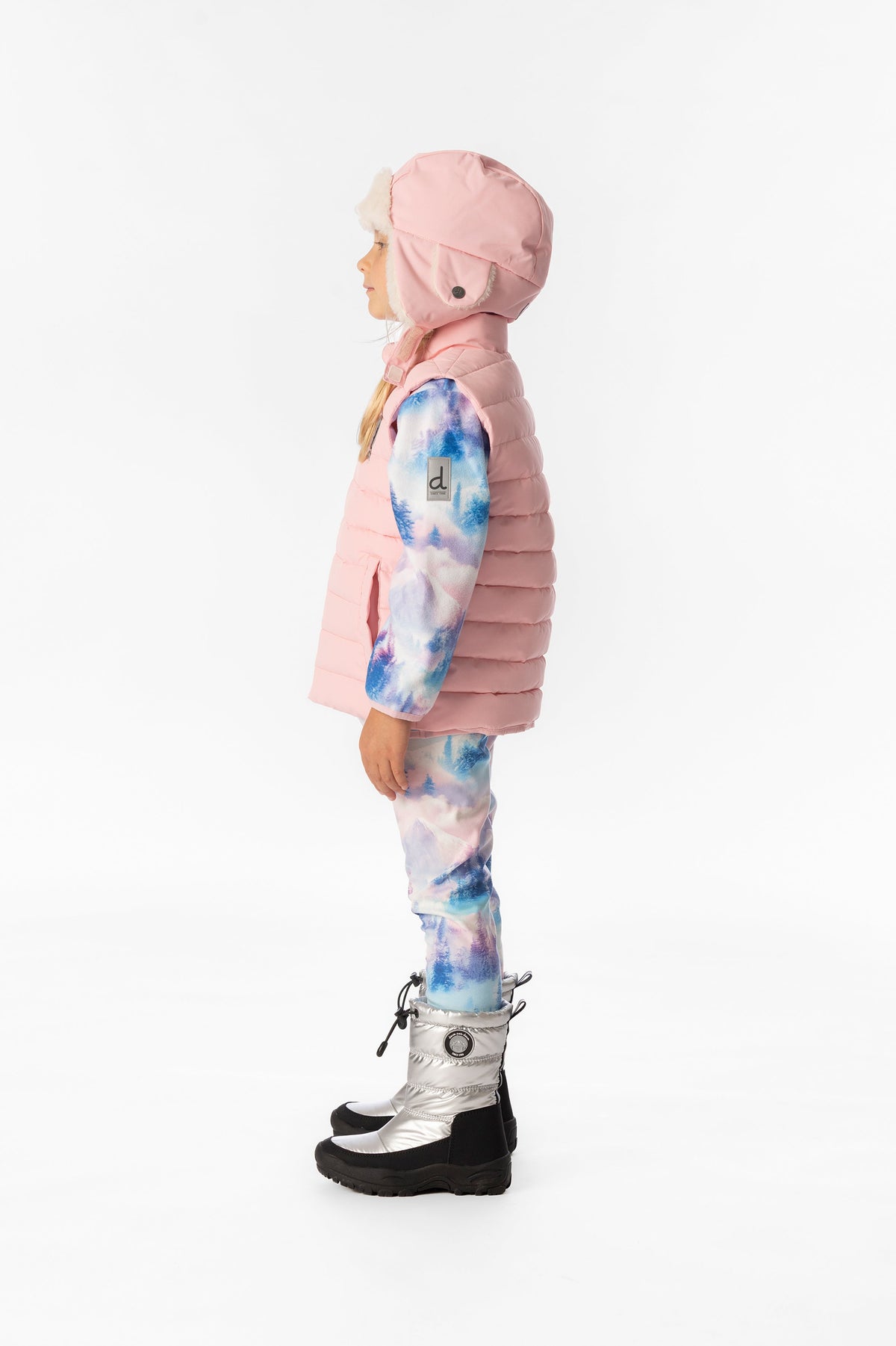 Sleeveless Quilted Mid-Season Vest Light Pink-2