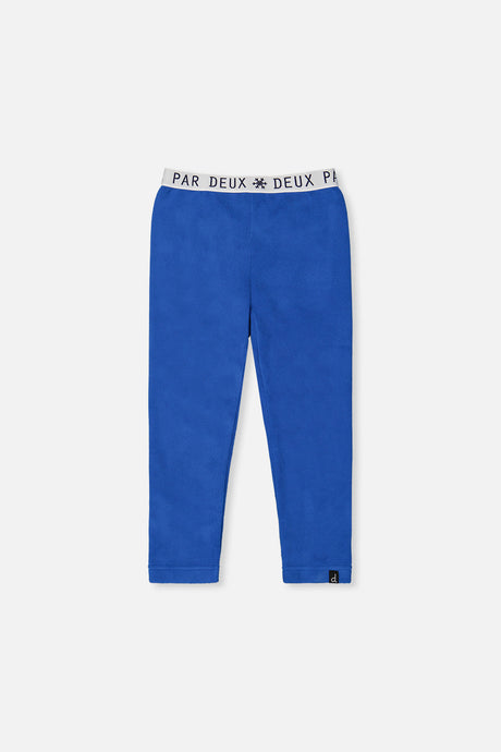 Deux par Deux boys' thermal underwear leggings in blue, front view