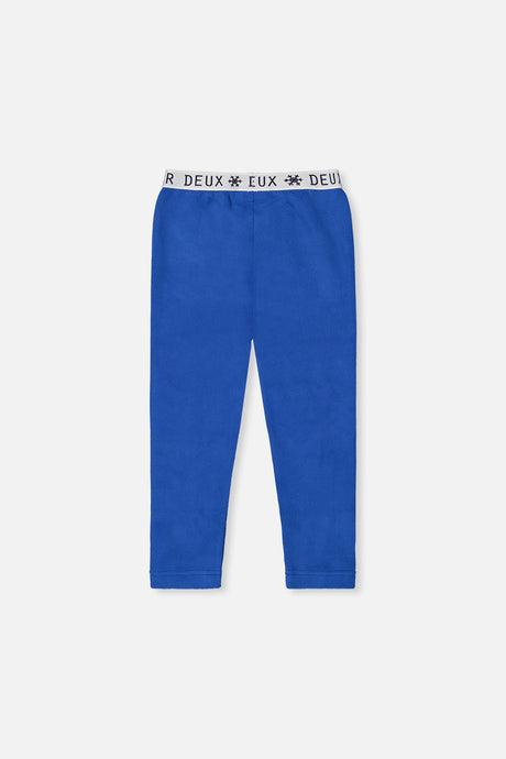 Deux par Deux boys' thermal underwear leggings in blue, back view