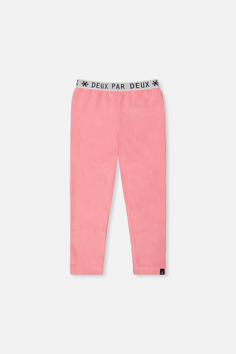 Deux par Deux girls' thermal underwear leggings in light pink, front view