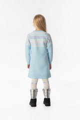 Lookbook look featuring the Deux par Deux light blue Après-Ski knit dress