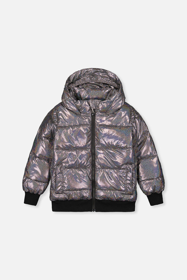 Winter Puffy Jacket Black Glitter-0