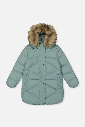Long Winter Puffer Coat Sage Green-0
