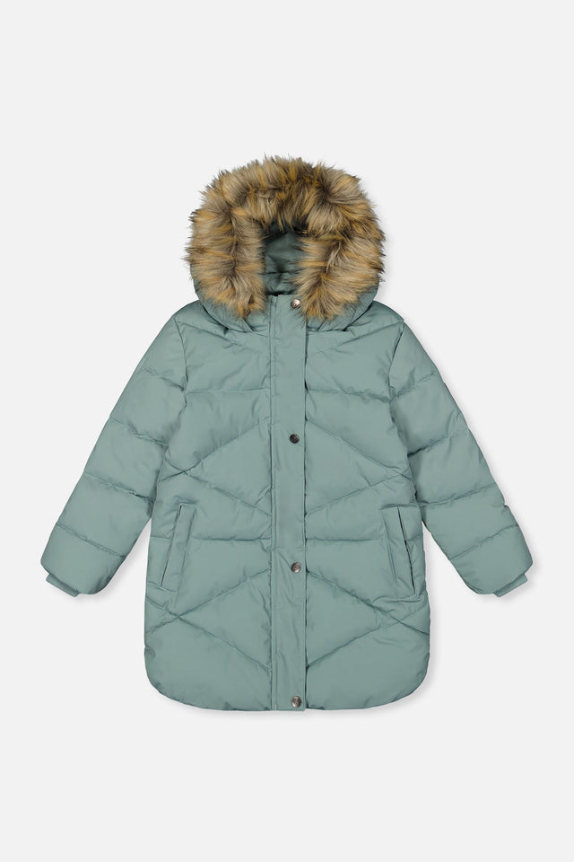 Long Winter Puffer Coat Sage Green-0