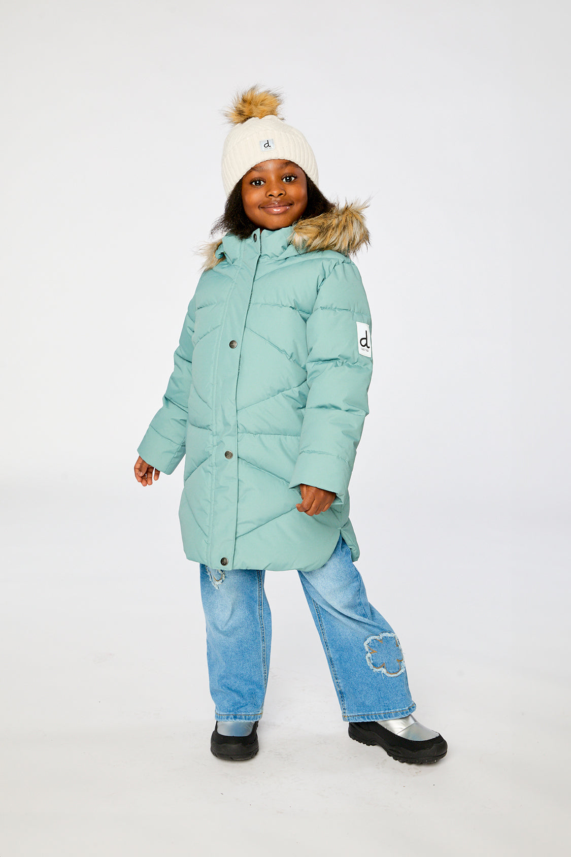 Deux par Deux Long Winter Puffer Coat Sage Green