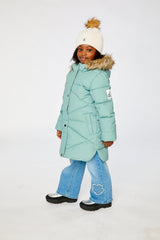 Deux par Deux Long Winter Puffer Coat Sage Green