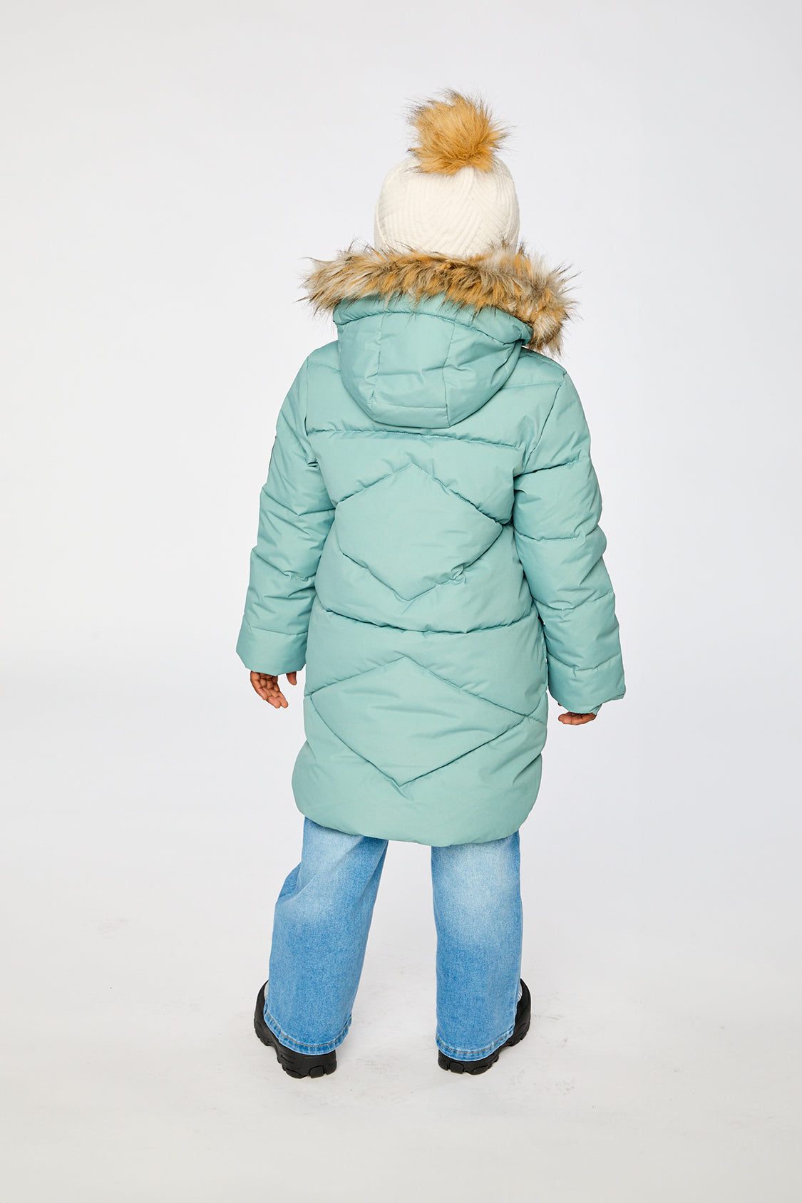 Deux par Deux Long Winter Puffer Coat Sage Green