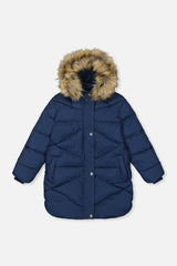 Long Winter Puffer Coat Dark Blue-0