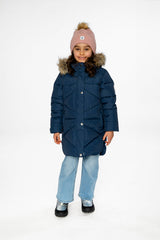Deux par Deux Long Winter Puffer Coat Dark Blue