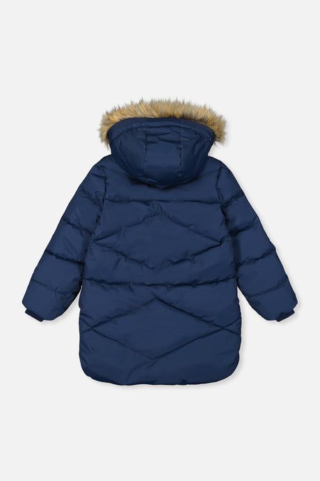 Long Winter Puffer Coat Dark Blue-1