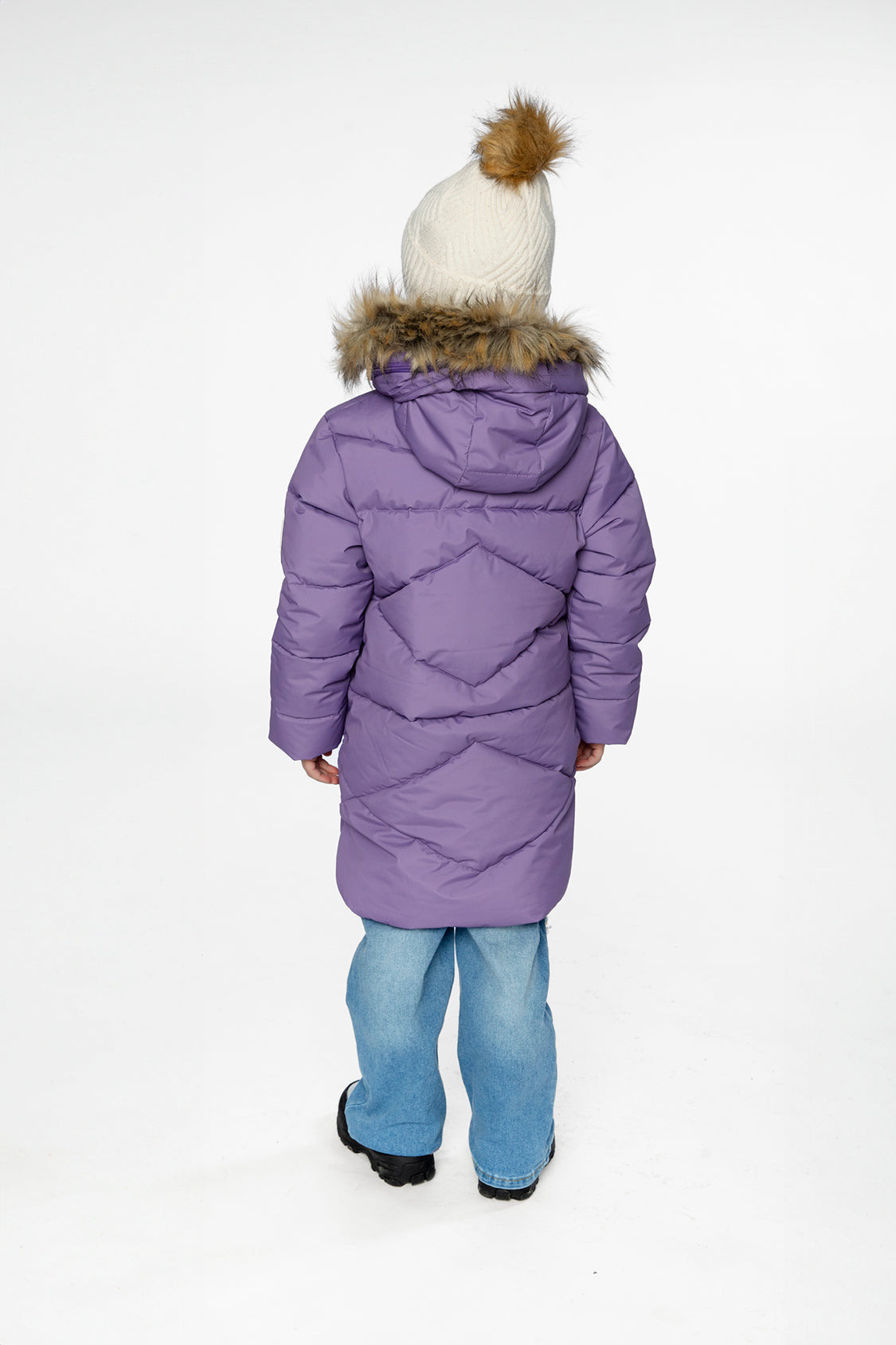 Deux par Deux Long Winter Puffer Coat Violet