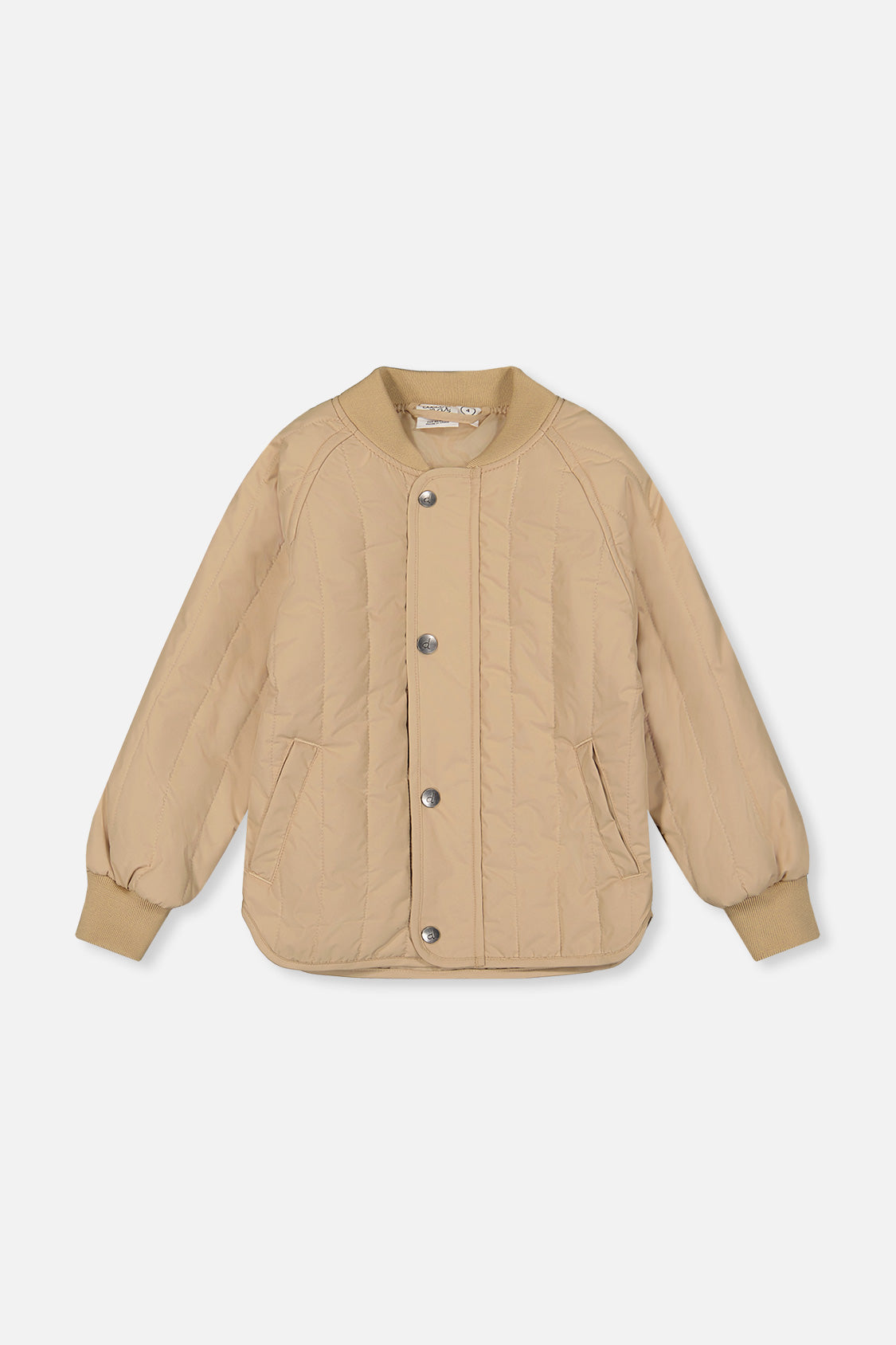 Quilted Raglan Sleeve Jacket Beige-0