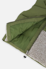 Deux par Deux boys' sleeveless mid-season vest in olive green, back view