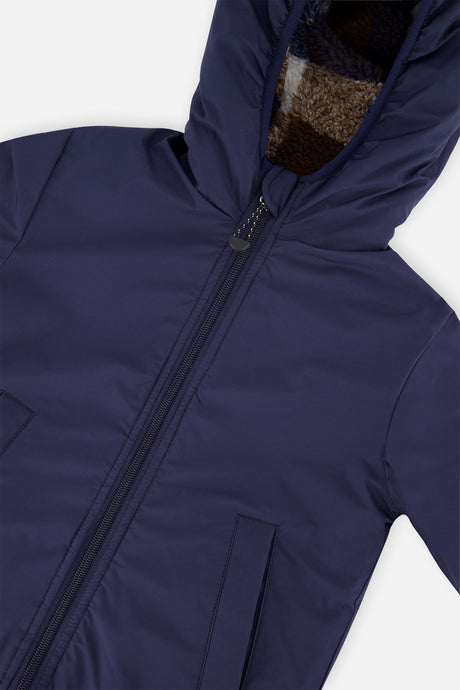 Deux par Deux 2-in-1 mid-season jacket in dark blue and brown, further product view