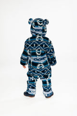 Baby Mid-Season Plush One-Piece Outerwear Aztec Blue-3