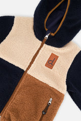 Baby Reversible Mid-Season Jacket Dark Blue, Beige And Brown-4
