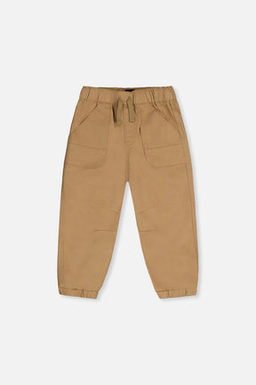 Stretch Canvas Jogger Pants Beige-0