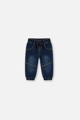 Baby French Terry Denim Jogger Pants Navy Blue-0