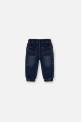 Baby French Terry Denim Jogger Pants Navy Blue-1