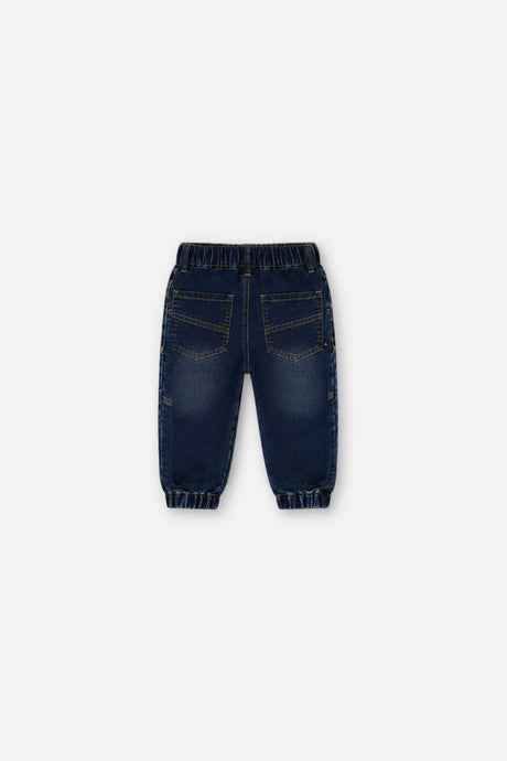Baby French Terry Denim Jogger Pants Navy Blue-1