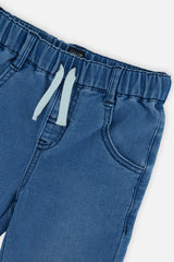 Deux par Deux baby boy french terry denim-look jogger pants in light blue, view 3
