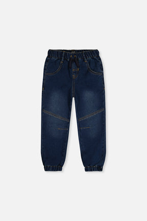 French Terry Denim Jogger Pants Navy Blue-0