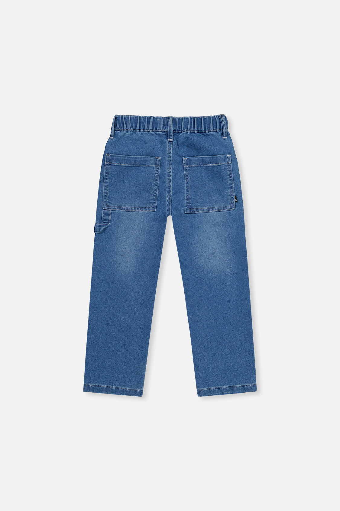 Deux par Deux boys' French terry cargo pants in light blue, back view