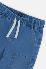 Deux par Deux boys' French terry cargo pants in light blue, view 6