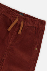 Deux par Deux baby boy stretch corduroy cargo pocket pants in reddish-brown, view 3