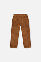 Deux par Deux boys' stretch corduroy pants with cargo pocket in brown sugar, back view