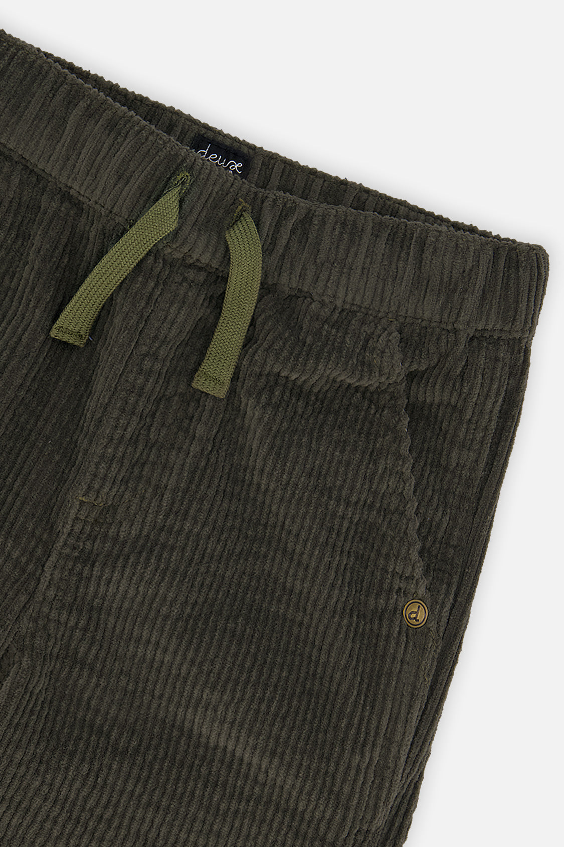 Deux par Deux boys' stretch corduroy pants with cargo pocket in dark grey, view 6