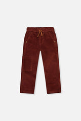 Stretch Corduroy Pants With Cargo Pocket Reddish-Brown-0