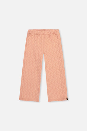 Wide Leg Jacquard Pants Pink by Deux par Deux, flat front view
