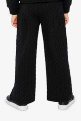 Wide Leg Jacquard Pants Black-3
