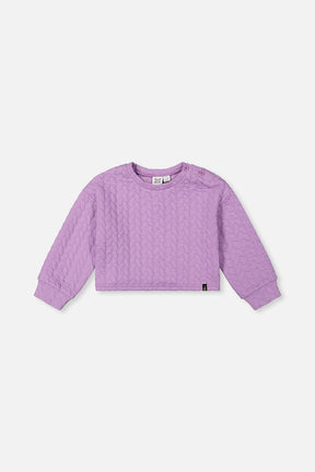 Jacquard Sweatshirt Purple by Deux par Deux, flat front view