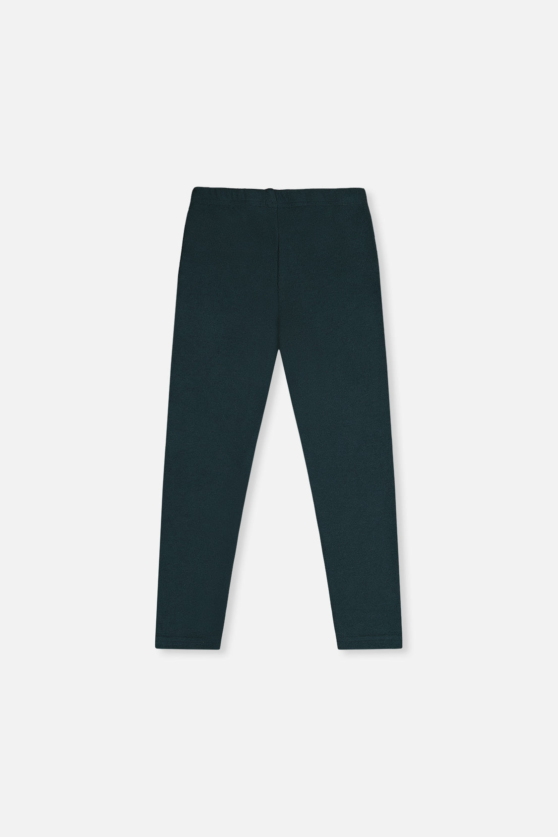 Deux par Deux girls' jasper green rib leggings, flat back view