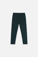 Deux par Deux girls' jasper green rib leggings, flat back view
