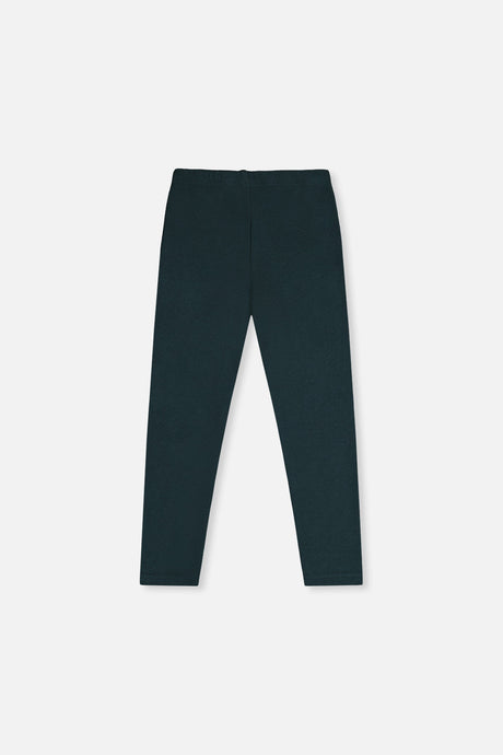 Deux par Deux girls' jasper green rib leggings, flat back view