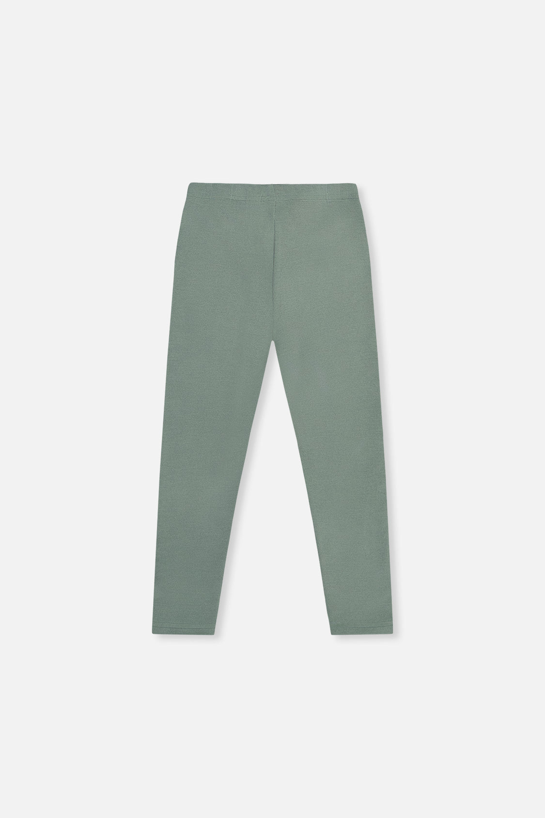 Deux par Deux girls' green rib leggings, flat back view