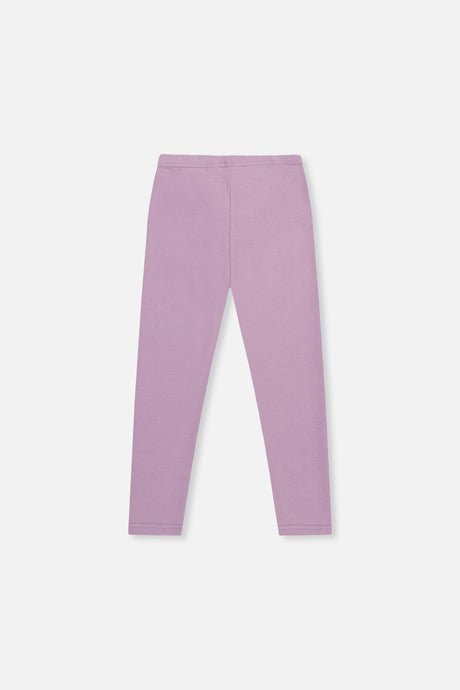 Deux par Deux girls' violet rib leggings, flat back view