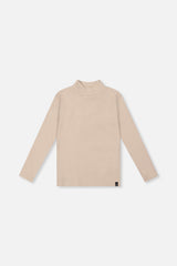 Brushed Rib Mock Neck Top Beige-0