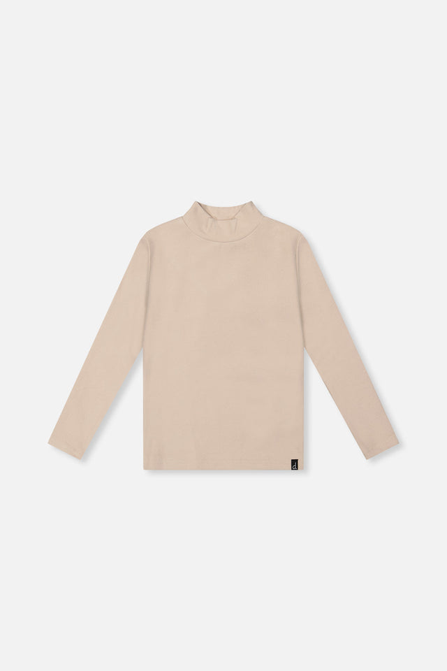 Brushed Rib Mock Neck Top Beige-0