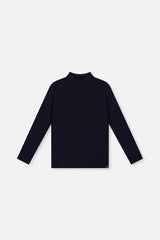 Brushed Rib Mock Neck Top Dark Blue-0