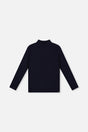 Brushed Rib Mock Neck Top Dark Blue-0