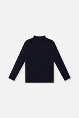 Brushed Rib Mock Neck Top Dark Blue-1