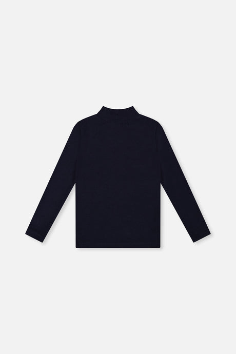 Brushed Rib Mock Neck Top Dark Blue-1