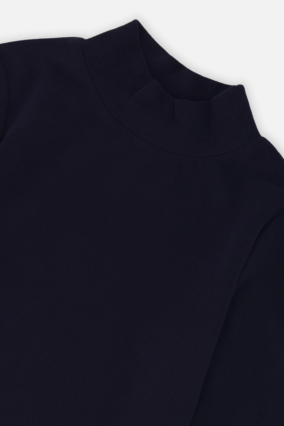 Brushed Rib Mock Neck Top Dark Blue-2