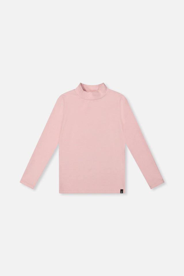 Brushed Rib Mock Neck Top Pale Dusty Pink-0